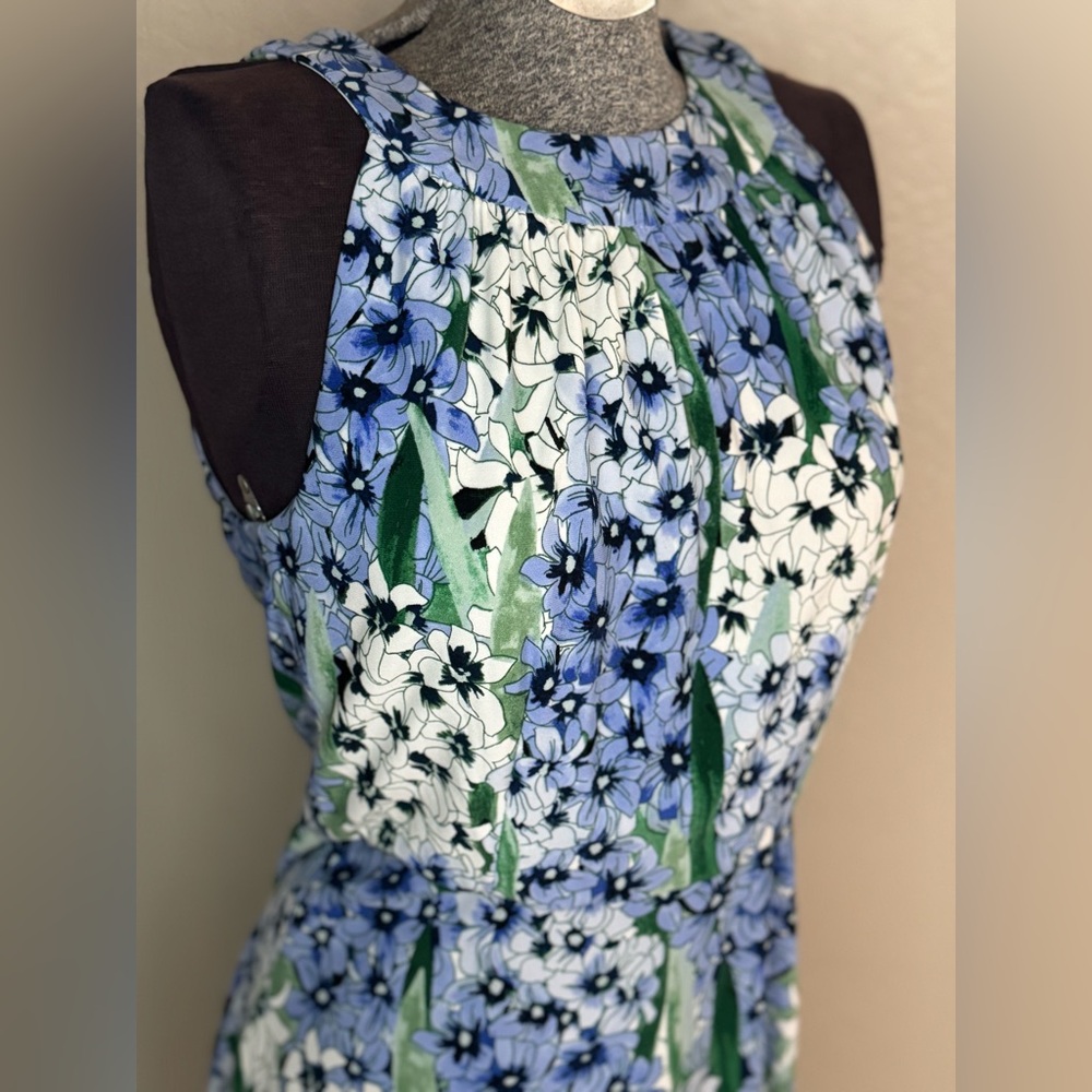 Tommy Hilfiger White & Blue High Neck Floral Dress - Picture 3 of 15